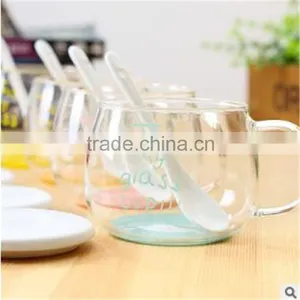 High Borosilicate Material Creative Fruit Glass Cup With Ceramic Spoon and Lid for Restaurant thumbnail-5