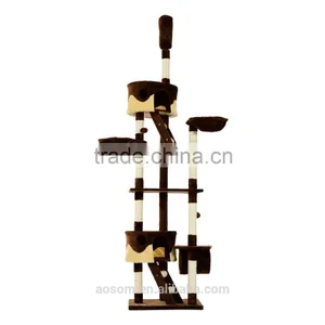 Pawhut Coffee Cream 260cm Cat Tree Kitten Activity Center thumbnail-1