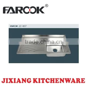 JZ-837 Single Bowl Stainless Steel Kitchen Sink With Drain Board thumbnail-1