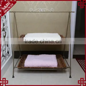 High Quality Metal Craft & Rattan Woven Home or Hotel Bathroom Towel Rack thumbnail-2