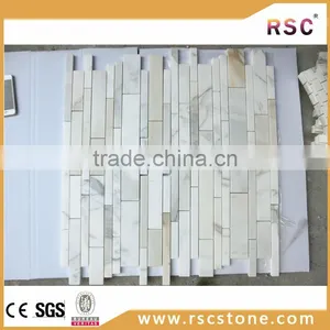Long Short Strip Calcutta Gold Marble Mosaic thumbnail-1
