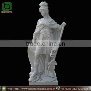 Hand Carved Life-size White Marble Knight Statue thumbnail-1