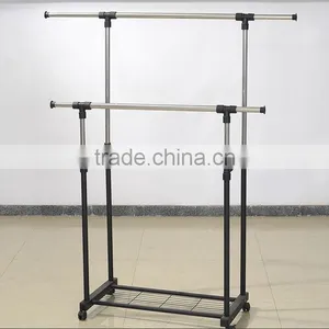 Vivinature Metal Double Pole Clothes Hanger Dryer With Wheels Drying Rack thumbnail-1