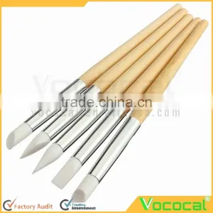 5 Pcs DIY Silicone Head Wooden Handle Nail Art Carving Painting Design Gel Brush Pen Nail Art Salon Tool Set thumbnail-1