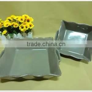 Wholesale Daily Use Colored Square Porcelain Cute Bakeware With Two Handle thumbnail-3