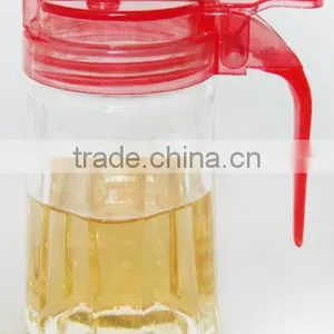 Clear Cylinder Glass Edible Oil Dispenser Jar With Plastic Handle Cap thumbnail-3