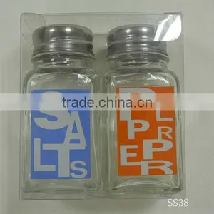 Spray Colored Mini Clear Square Glass Spice Jar With Metal Lid thumbnail-1