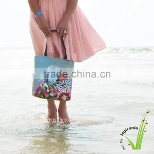 Handpainted Straw Woven Beach Bag, Tote Bag Beach thumbnail-3