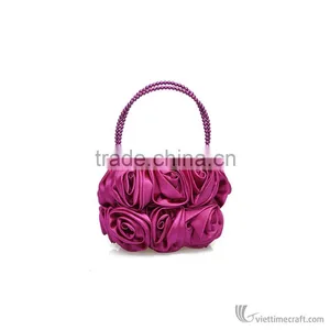 Cheap Rose Satin Handbag, Lady Handbag Bag, Handmade in Vietanm thumbnail-5