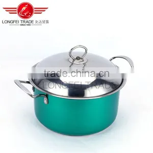 Hot Selling 3pcs Colorized Stainless Steel Soup Pot Kitchen Cookware With Decal thumbnail-3