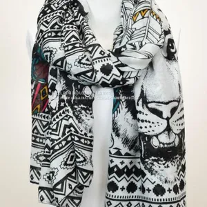 Fashion Animal Printing Polyester Pashmina Scarf Shawl Wraps Factory thumbnail-1