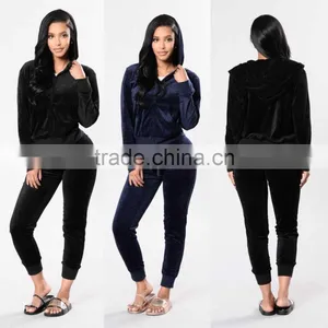 Fitness Clothes Gym Hoodie Womens Velvet Track Suit Matching Set Long Sleeve Zip Up Hoodie And Jogger Pants Blank Tracksuits thumbnail-1