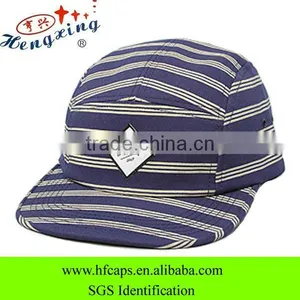 Stripe Printed Custom Cheap Baseball Snap Back Flat Cap thumbnail-1