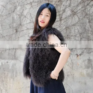 CX-G-B-191E Real Fur Fashion Style Lamb Sleeveless Waistcoat Vest thumbnail-2