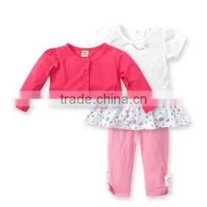 Lovely and Sweet Girls Clothing Kids Outfits Children 3pcs Butterfly Clothes Sets thumbnail-1