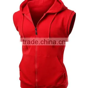 OEM New Design Cotton Plain Wholesale Sleeveless Hoodie Women Vest With Pocket thumbnail-4