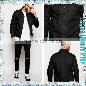 2015 Fashion Slim Thin Cotton Black Denim New Male Jackets thumbnail-1
