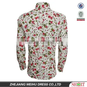Men 3 Button Collar Dress Shirts Fancy Man Shirt Flowers thumbnail-2