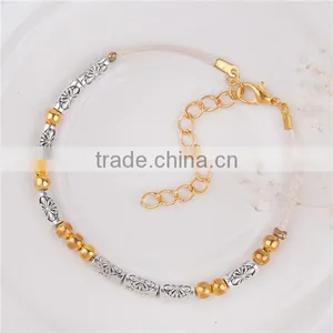 Light Beige Terylene Cord Gold Plated Copper Morse Code " FAMILY " Bracelets thumbnail-1