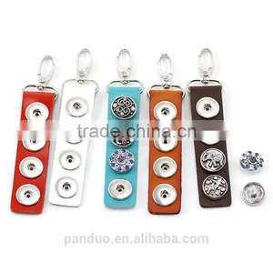 Mixed Real Leather Snap Buttons Key Chains W/Lobster Clasp thumbnail-1