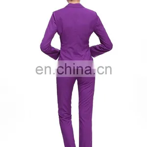 Kangyi Lapel Collar Purple Pant Suit Workwear Long Sleeve Business Office Lady Coat Pant Suit thumbnail-6