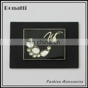 2013 Fashion Trendy pu Leather Labels With Rhinestone Metal Labels thumbnail-1