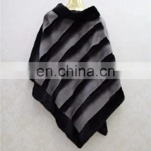 2016 Natural Fashion Mink Fur Shawl Genuine Dyed Mink Fur Cape For Lady thumbnail-3