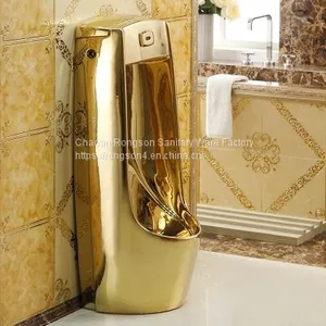 Competitive Price Golden Ceramic Color Bathroom Floor Mounted Luxury Urinal for Male Used thumbnail-3