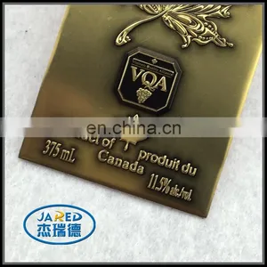 Gold Color Customized Design Metal Crafts Aluminum Wine Label With Cheap Price thumbnail-3
