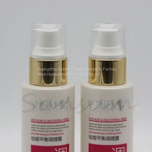 Screen Printing Handling 100ml Plastic Cosmetic Lotion Bottle With Golden Pump thumbnail-2