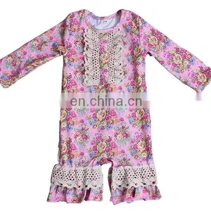 Boutique Floral Ruffle Organic Baby Romper thumbnail-1