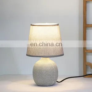 Archaistic Design Home Decorative Light Grey Bedside Porcelain Table Lamp With Cloth Lampshade thumbnail-5