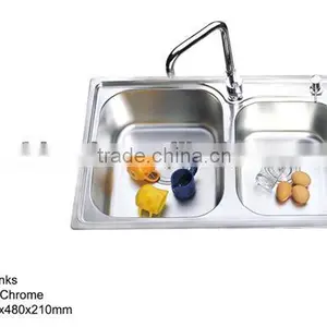 Kitchen Sinks Stainless Steel Freestanding Kitchen Sinks Chrome Finish Undermount Fancy Square Double Bowl Kitchen Sinks thumbnail-1