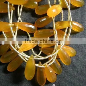Yellow Onyx All Color Chalcedony Long Drops Custom Cut Briollete Chicklets Drops Gemstones Cabochon Calibrated thumbnail-1