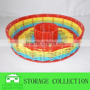 Round Colorful Woven Plastic Bread Trays thumbnail-1
