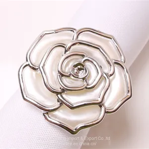 Wholesale Metal Lovers Wedding Silver Roses Flower Napkin Ring thumbnail-1