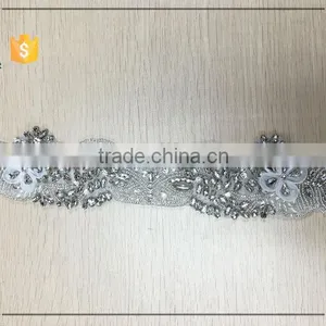 Wholesale Bridal Rhinestone Appliques With Organza Flower thumbnail-6