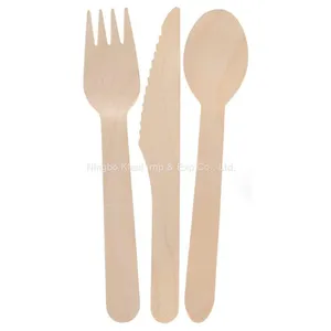 Eco-Friendly Biodegradable Degradable Birch Wooden Knife Spoon Fork Cutlery (400/Case) thumbnail-1
