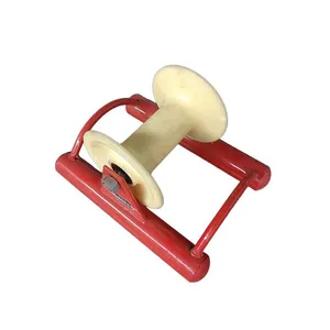 Cable Laying Dedicated Straight-Running Pulley | Dual Wheels Free Rotation | 5mm Thickened Red Steel Bracket | Firm Welded Construction thumbnail-2