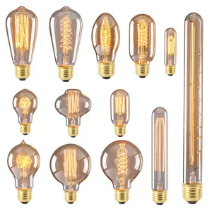 E26 E27 ST64 Bulbs / T4 5/ C35 / T300 / G80/G95/G125 40 Watts Amber Glass Incandescent Light Bulbs thumbnail-4
