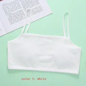 New Girls Solid Color Camisole Vest Wrapped Around the Chest, Single-layer Cotton Underwear During Development Period thumbnail-1