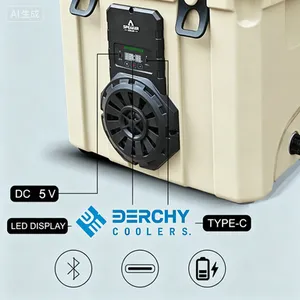 35qt Portable Rotomolded Ice Chest Cooler With Bluetooth Speaker and Pull-Rod Handle Waterproof for Fishing thumbnail-5