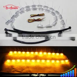 12v 24v White & Amber Drl Led Daytime Running Light With Turning Signal thumbnail-1