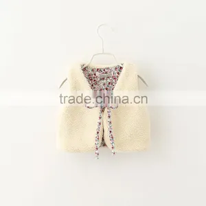 2015 Autumn & Winter Children Vest All-match Girl Lamb Wool Fur Coat Baby Girl Outwear With Fur Balls thumbnail-5