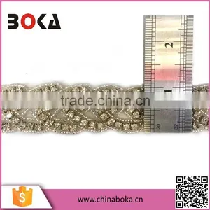 BOKA High Quality Rhinestone Tulle Lace Trim, Bridal Wedding Rhinestone Lace thumbnail-1