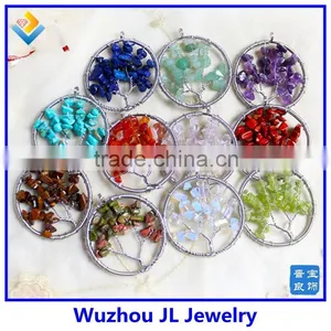 Latest Crystal Fashion Crystal Stone Tree of Life Charmstree of Life Pendant Necklace thumbnail-1