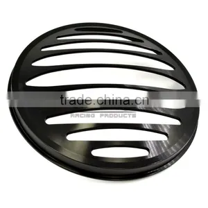 BJ-HGC-002 CNC Aluminum 7" Black Motorcycle Headlight Grill Cover For Harley thumbnail-6