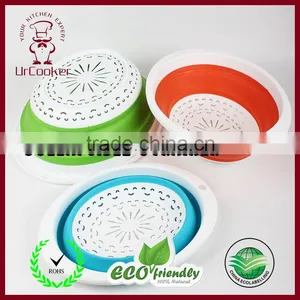 Portable Round Customized Colorful Food Grade Plastic Collapsible Basket thumbnail-1