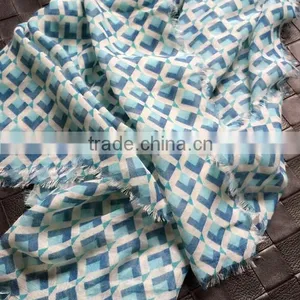 Blue Summer Scarf, Aztec Scarf, Print, Shawl Wrap,Oversize Pashmina Scarf,Geometric Scarf thumbnail-2