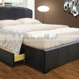 Leather Upholstered Bed W/slats W/drawer-King thumbnail-1